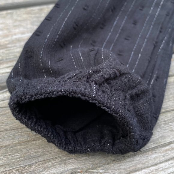 Old Navy Black Swiss Dots Holiday Party Dress with Silver Thread - Picture 6 of 11